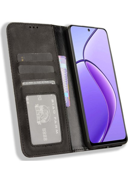 Realme 12/12X 5g Cüzdan Retro Deri Manyetik Kapanış Deri Kapak Çevirin (Yurt Dışından) modelleri