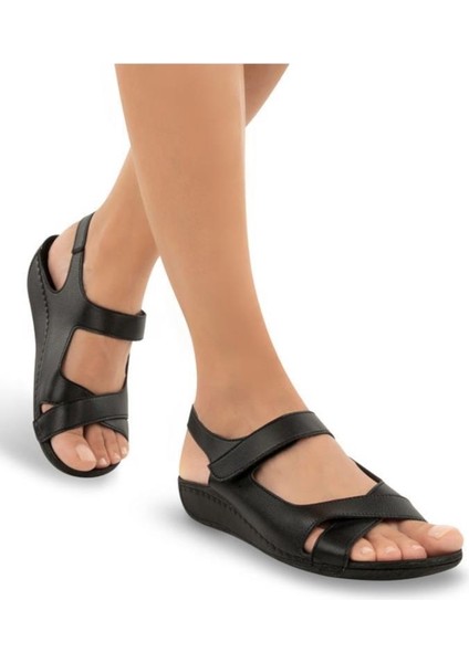 Capella 31123-001 Topuk Jelli Anatomik Taban Kadın Sandalet Siyah 36-40
