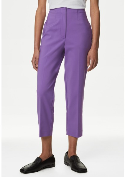 Slim Fit Yüksek Bel Crop Pantolon