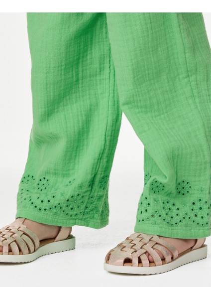 Saf Pamuklu Straight Fit Pantolon