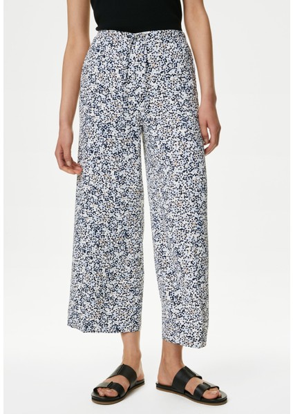 Marks & Spencer Desenli Crop Wide Leg Pantolon