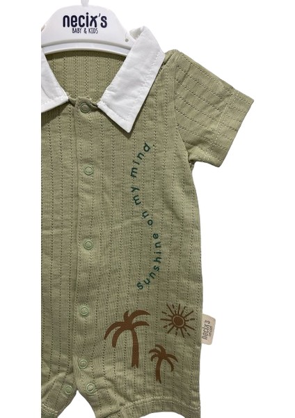 Düğmeli Soft Palmiye Baskılı Bebek Tulum 242163