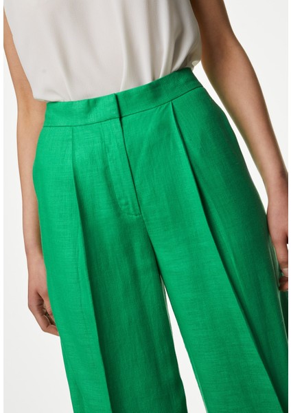 Yüksek Bel Wide Leg Keten Pantolon modelleri