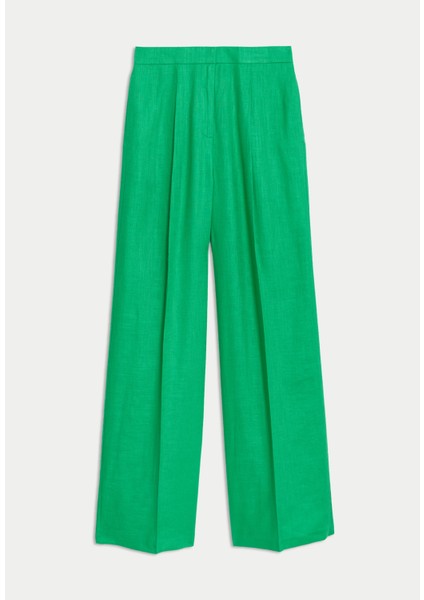 Yüksek Bel Wide Leg Keten Pantolon indirimleri
