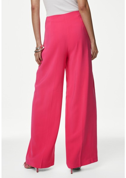 Yüksek Bel Saten Wide Leg Pantolon indirimleri