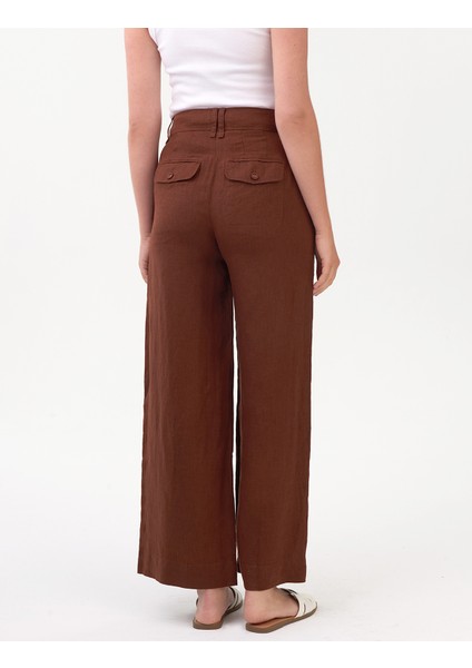 Marks & Spencer Wide Leg Saf Keten Pantolon