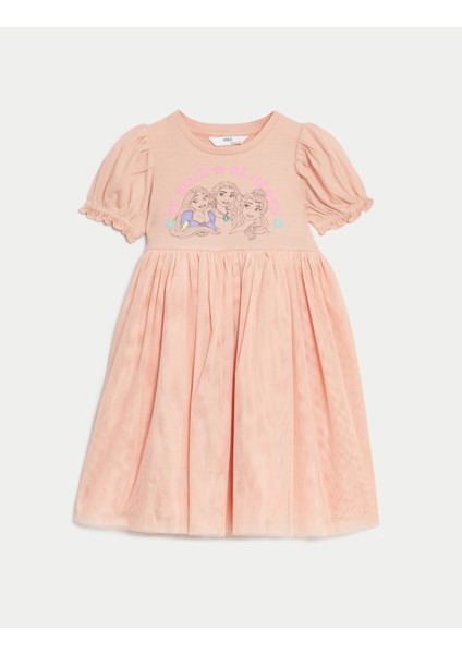 Saf Pamuklu Kısa Kollu Disney Princess™ Elbise (2-7 Yaş) fırsatları