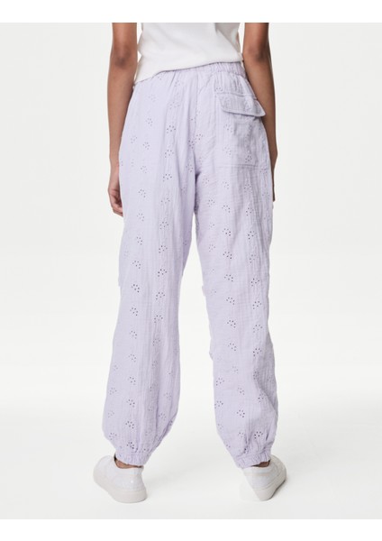 Saf Pamuklu İşleme Detaylı Paraşüt Pantolon (6-16 Yaş) fırsatları