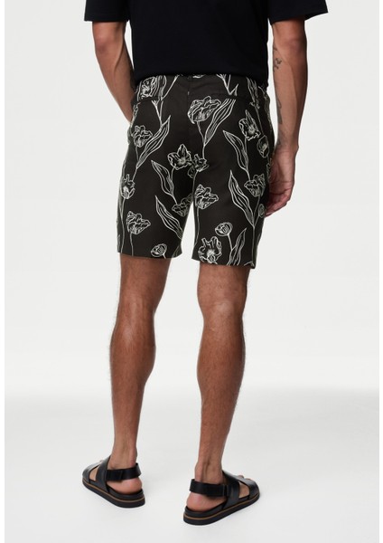 Regular Fit Çiçek Desenli Şort indirimleri