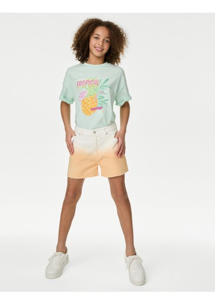 Saf Pamuklu Denim Şort (6-16 Yaş)