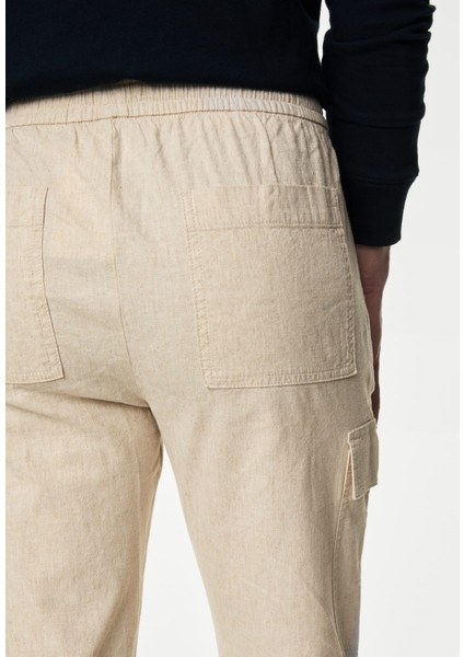 Straight Fit Keten Kargo Pantolon