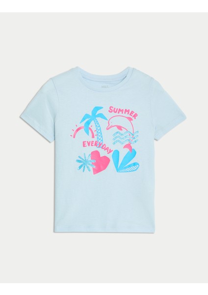 Saf Pamuklu Kısa Kollu T-Shirt