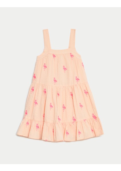 Saf Pamuklu Desenli Elbise (2-7 Yaş) fırsatları