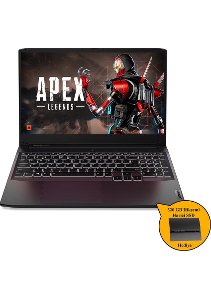 Ideapad Gaming 3 15ARH7 R5-7535HS 32 GB 512 GB SSD RTX2050 15.6" WIN11 Home 82SB00SBTX ZI718 +320GB Hiksemi SSD