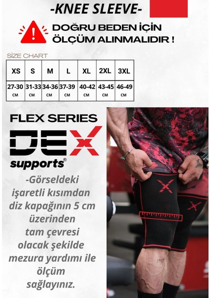 Dex Supports Lasting Energy Fitness Spor Dizlik Knee Sleeve  + 8 Loop Lifting Straps  2'li Set