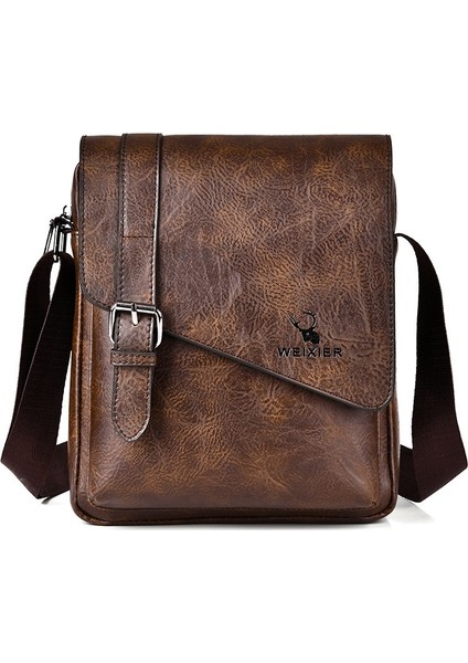 Erkek Retro Günlük Crossbody Çanta Büyük Kapasiteli Tote Çanta Çok Yönlü Sırt Çantası (Yurt Dışından)