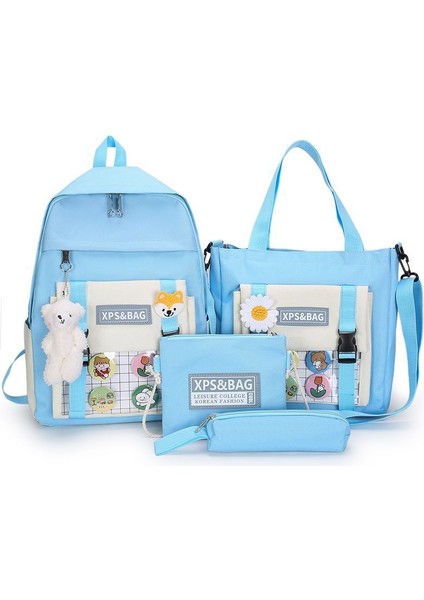 Yeni Dört Parçalı Sırt Çantası Büyük Kapasiteli Kadın Ins Kore Tarzı Sırt Çantası Kampüs Taze Ortaokul Okul Çantası (Yurt Dışından)