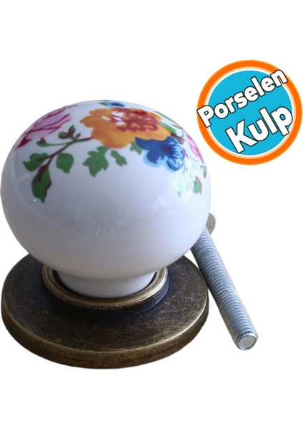 Mobilya Kulp Çiçekli Porselen Düğme Mutfak Dolabı Çekmece Dolap Kulpları Kapak Kulpu Kulbu
