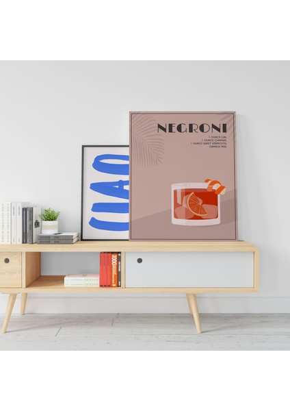 Negroni Kokteyl Minimalist Kanvas Tablo - Cafe Dekor - Salon ve Mutfak Için Duvar Dekoru