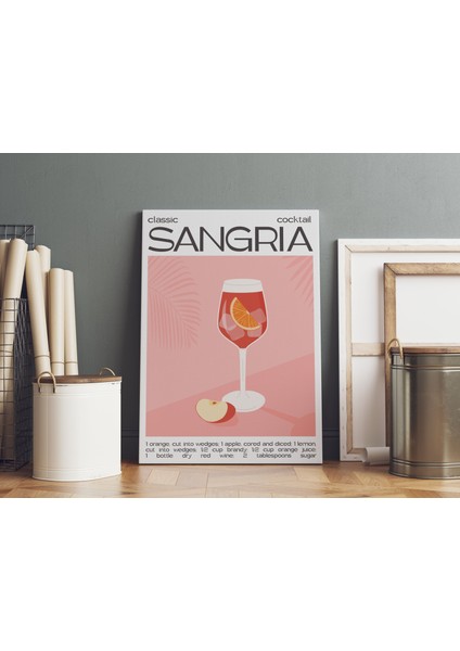 Sangria Kokteyl Minimalist Kanvas Tablo - Cafe Dekor - Salon ve Mutfak Için Duvar Dekoru