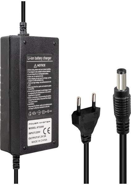 672200 67.2 Volt - 2 Amper Dc 5.5*2.1 Uçlu Lı-Ion Lityum Piller Için Elektrikli Bisiklet Şarj Cihazı