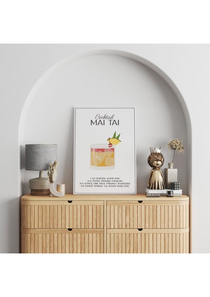 Mai Tai Kokteyl Minimalist Kanvas Tablo - Cafe Dekor - Salon ve Mutfak Için Duvar Dekoru