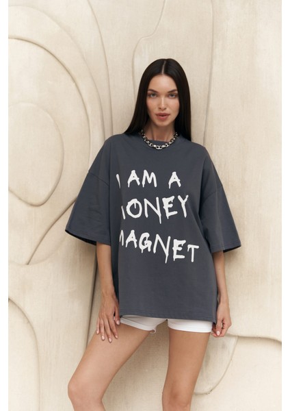 Collection Money Magnet Antrasit Oversize T-Shirt