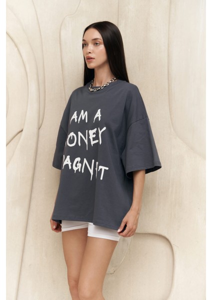 Collection Money Magnet Antrasit Oversize T-Shirt