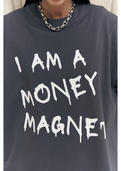 Collection Money Magnet Antrasit Oversize T-Shirt