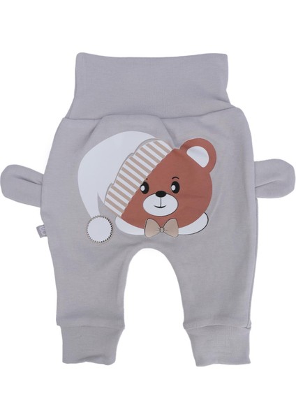 Ayıcık Baskılı Beli ve Paçası Lastikli Pijama Altı