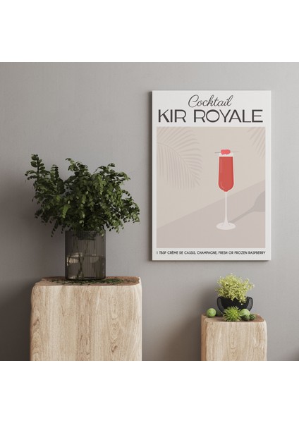 Kir Royale Kokteyl Minimalist Kanvas Tablo - Cafe Dekor - Salon ve Mutfak Için Duvar Dekoru