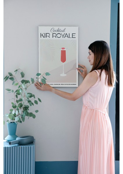 Kir Royale Kokteyl Minimalist Kanvas Tablo - Cafe Dekor - Salon ve Mutfak Için Duvar Dekoru