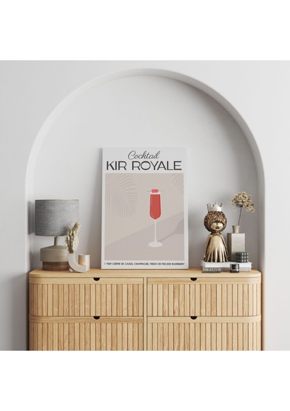 Kir Royale Kokteyl Minimalist Kanvas Tablo - Cafe Dekor - Salon ve Mutfak Için Duvar Dekoru