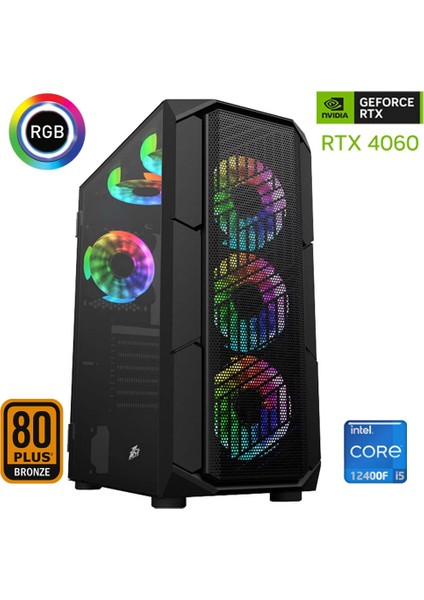 XSR509 I5 12400F 32GB Ram 1tb M.2 Nvme SSD 8gb RTX4060 Ekran Kartı Oyun Bilgisayarı