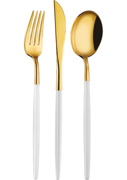 Versay White Gold 36 Parça 6 Kişilik Çatal Kaşık Bıçak Takımı