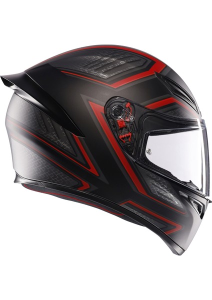 K1 S Sling Matt Black Red Kapalı Kask