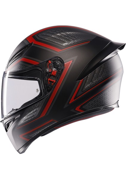 K1 S Sling Matt Black Red Kapalı Kask