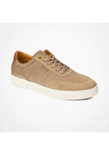 Erkek Vizon Deri Sneaker Ayakkabı