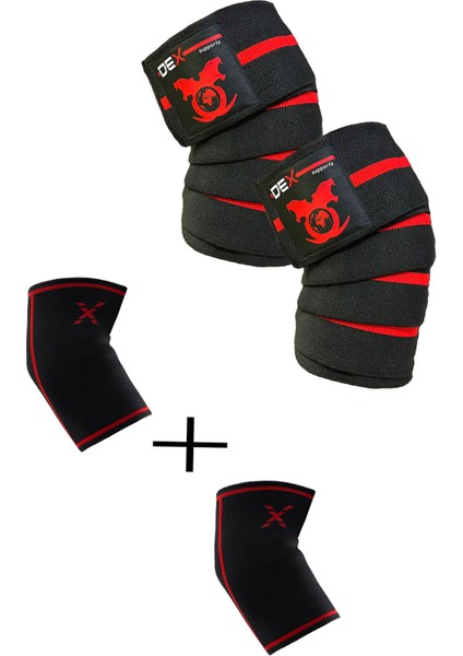 Dex Supports Lasting Energy Fitness Spor Dizlik Knee Wraps + Elbow Sleeve Fitness Spor Dizlik 2'li Set