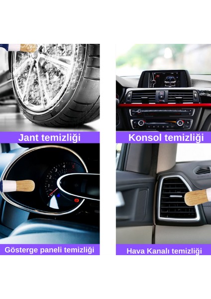 Araba Detay Temizlik Fırçası, Araç Detaylı Temizlik Fırça Seti, Oto Detay Fırçası 4 Adet Yumuşak