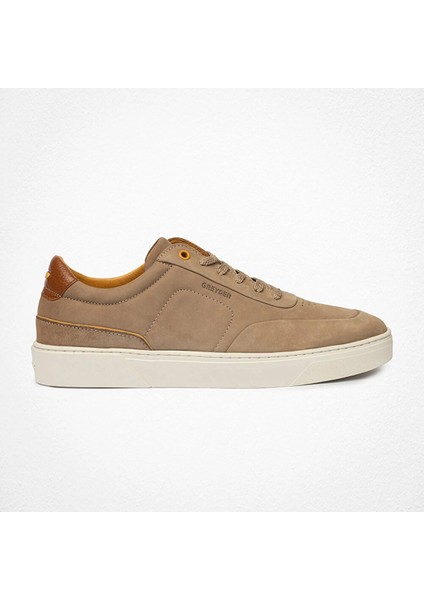 Erkek Vizon Deri Sneaker Ayakkabı
