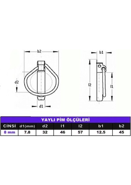 Aletçantam Galvanizli Çelik Traktör Pimi Yaylı Pim 8 mm -10 Adet