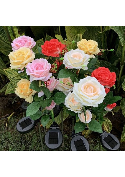 Güneş Çiçek Işıkları Açık Su Geçirmez Dekoratif Powered 3 Gül Veranda Yolu Avlu Bahçe Çim Için LED Lamba, Sarı (Yurt Dışından) modelleri