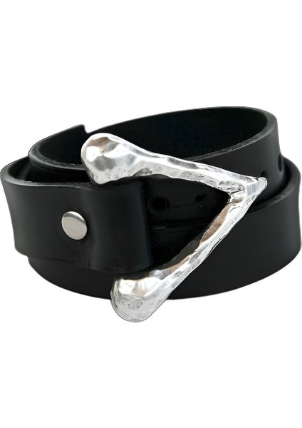 Özel Tasarım Üçgen Geometrik Antik Gümüş Deri Bileklik