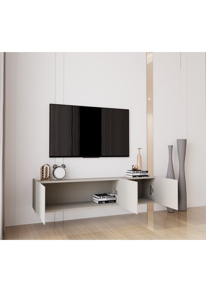 Capella Kumtaşı Rengi Mdf 3 Kapaklı Duvara Monte 140 cm Tv Ünitesi