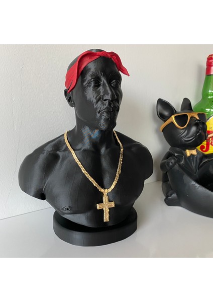2pac Büst Tupac Shakur Dekoratif Büst 25CM El Boyaması Kolye Takı Standı Dekoratif Obje fırsatları