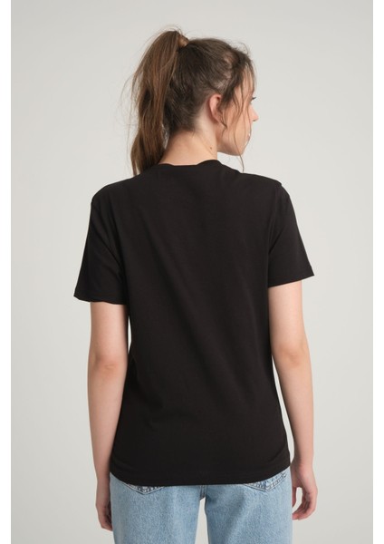 Göbeklitepe Baskılı Kadın Siyah T-Shirt L