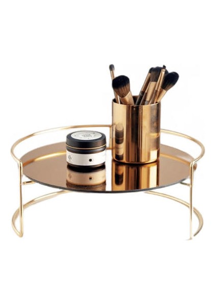 Metal Kozmetik Masaüstü Depolama Tepsi Makyaj Organizatör Yatak Odası Dekoratif Düzenleme Parfüm Ruj Soyunma Masa Raf | Depolama Tepsileri (Ler) (Yurt Dışından)