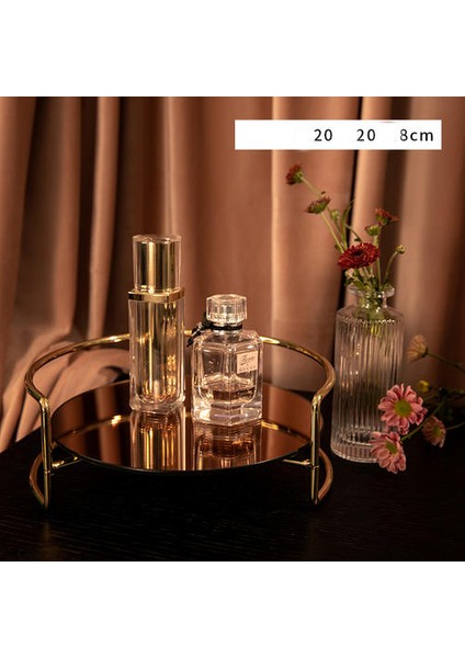 Metal Kozmetik Masaüstü Depolama Tepsi Makyaj Organizatör Yatak Odası Dekoratif Düzenleme Parfüm Ruj Soyunma Masa Raf | Depolama Tepsileri (Ler) (Yurt Dışından) modelleri