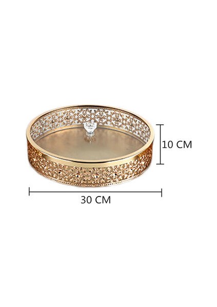 Metal Tepsi Lüks Altın Finish Hollow Ev Depolama Yuvarlak Mutfak Aracı Düğün Centerpieces Masa Dekorasyon | Depolama Tepsileri (L) (Yurt Dışından)